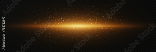 Glow light effect with magic dust. Line explosion with dusty sparkles. Glare with light particles. On a transparent background.Vector EPS10