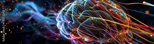 The complex wiring of a futuristic AI brain