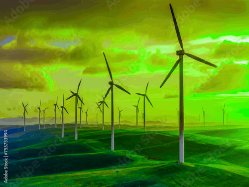 Beautiful Wind Turbines With Sunset In Thailand wind turbines in the Oiz Eolic Park 