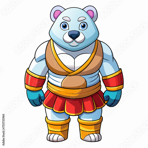 muay thai full body polar bear vector illustration