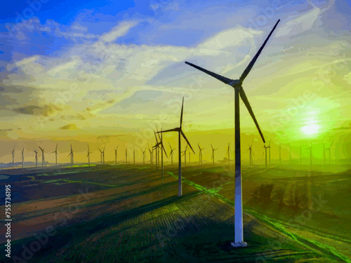 Beautiful Wind Turbines With Sunset In Thailand wind turbines in the Oiz Eolic Park 