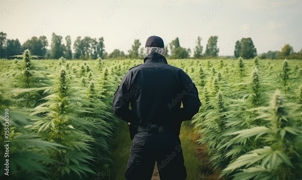 Police presence in marijuana plantations. suitable for your plant crime design