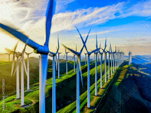 Beautiful Wind Turbines With Sunset In Thailand wind turbines in the Oiz Eolic Park 