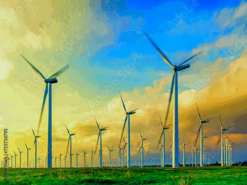 Beautiful Wind Turbines With Sunset In Thailand wind turbines in the Oiz Eolic Park 