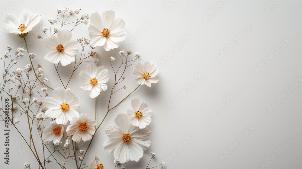 Obraz premium minimalist floral art with a white background