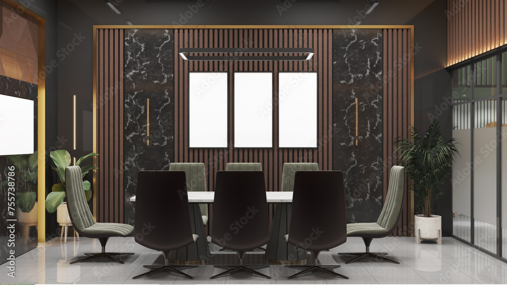 Fototapeta premium three mockups for photos in an office interior