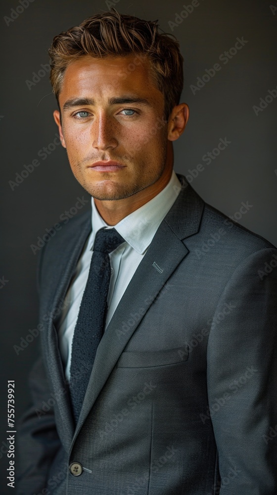 business photo of a man in a suit with short hair business photo of a man in a suit with short hair