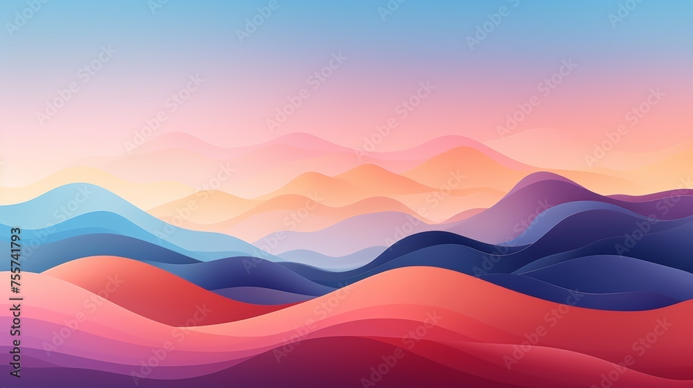 Abstract digital artwork of colorful waves, conveying a sense of motion and fluidity in a gradient design.