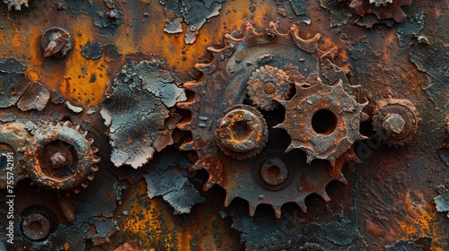 Fényképezés Old rusty gears as a technological background