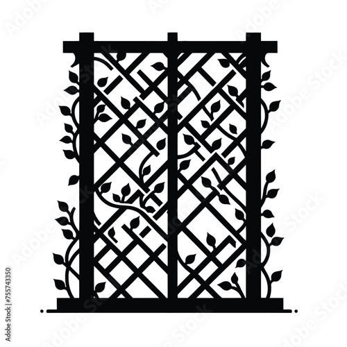 Black Silhouette of Garden Trellis with Vines