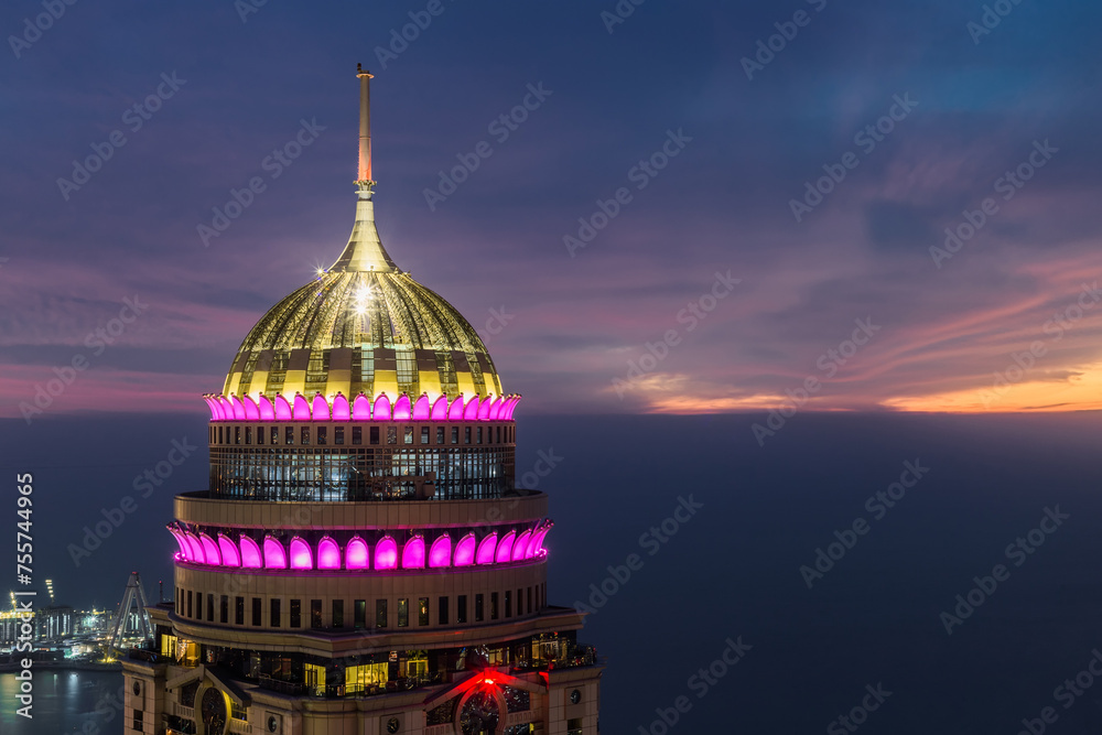 Princess Tower Example Princess tower at night, height of building is 414 m, with 101 floors ...