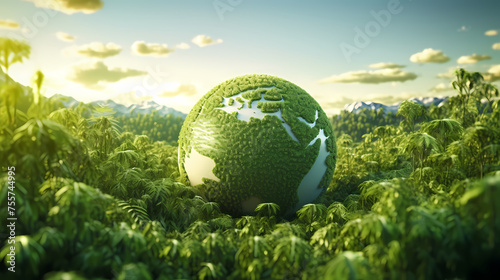 Earth in the forest  Earth day  environmental protection  renewable energy