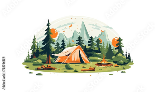 camping vector flat minimalistic isolated illustration