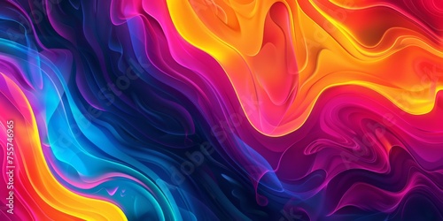 Bright, flowing waves of color in hot pink, blue, and yellow, suitable for lively backgrounds, energetic designs, and artistic representations.