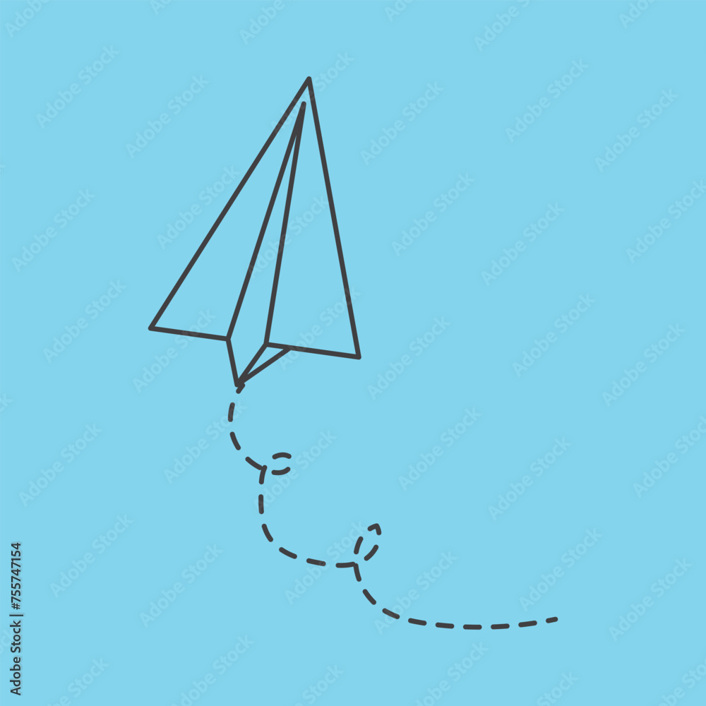 Paper Plane Dotted Line on sky background, eps10 Paper Plane Dotted Line on sky background, eps10