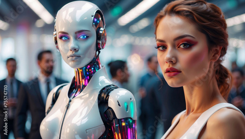 A female robot with a model