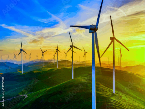 Beautiful Wind Turbines With Sunset In Thailand wind turbines in the Oiz Eolic Park