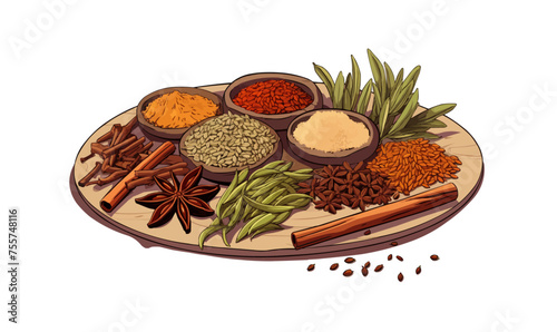 Ayurvedic Spices Assortment for Health isolated vector style on isolated background illustration