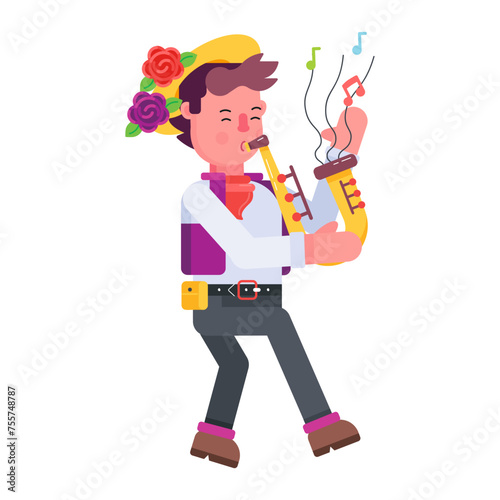 Ready to use flat icon of saxophonist 