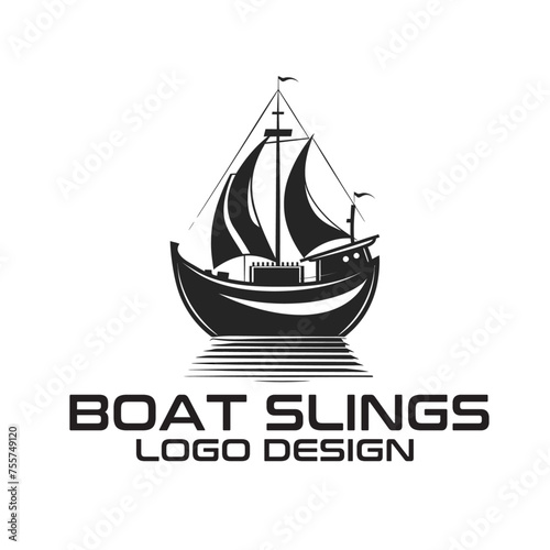Boat In Slings Vector Logo Design