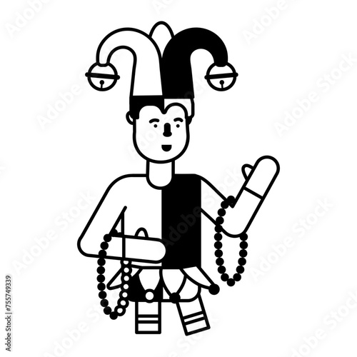 Trendy jester costume glyph style icon 