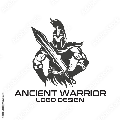 Ancient Warrior Vector Logo Design © isuru