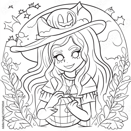 halloween coloring book for adults and teens  vector illustration line art