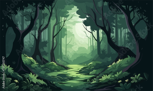 mystical forest vector flat minimalistic isolated illustration