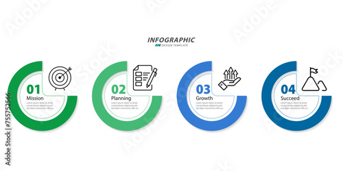 Timeline infographic template. 4 Step timeline journey, calendar Flat simple infographics design template. presentation graph. Business concept with 4 options, vector illustration.