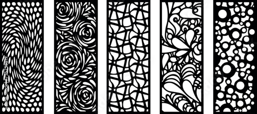 Decorative wall panels set, pattern with abstract flowers