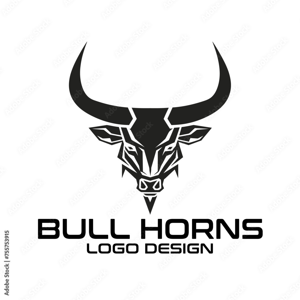 Bull Horns Vector Logo Design Bull Horns Vector Logo Design