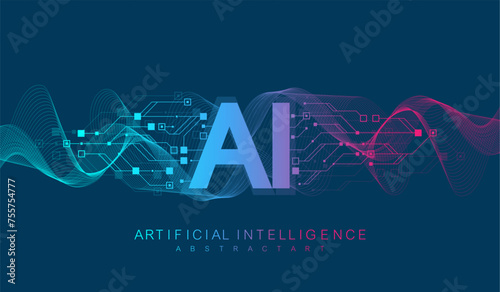 Artificial intelligence and machine learning vector symbol. Artificial intelligence wireless technology design. Neural networks and modern technologies concepts