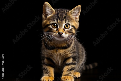 Adorable fluffy kitten with beautiful markings on vibrant and colorful background