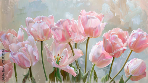 painting of a bouquet of red tulips
