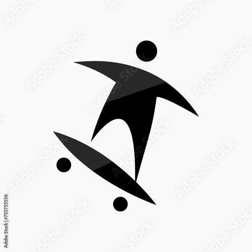 Vector icon of a skateboarder performing tricks on a skateboard. An athlete rides a skateboard. Physically active sports. Flat icon, pictogram. Sports events and competitions.
