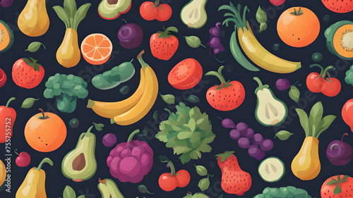 pattern of fruit and vegetables. decoration and desigh. food © Antonina