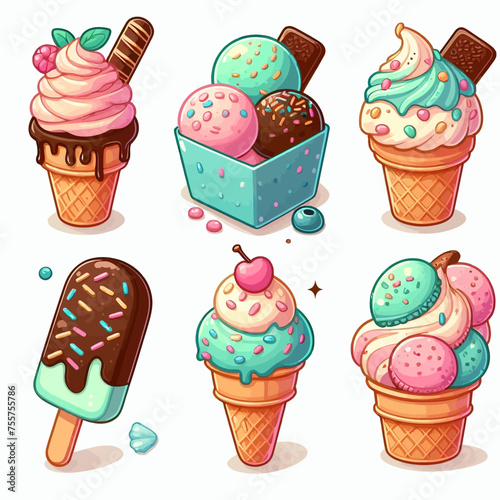  Ice cream vector set