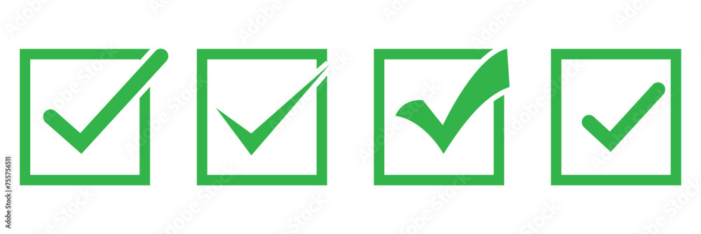 Green check mark icon set isolated on white background. circle tick approved symbol. vector Illustration. EPS 10 Green check mark icon set isolated on white background. circle tick approved symbol. vector Illustration. EPS 10