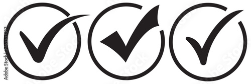 Black check mark icon. Check mark vector icon. Checkmark Illustration. Vector symbols set ,Black checkmark isolated on white background. Correct vote choise isolated symbol. vector Illustration.