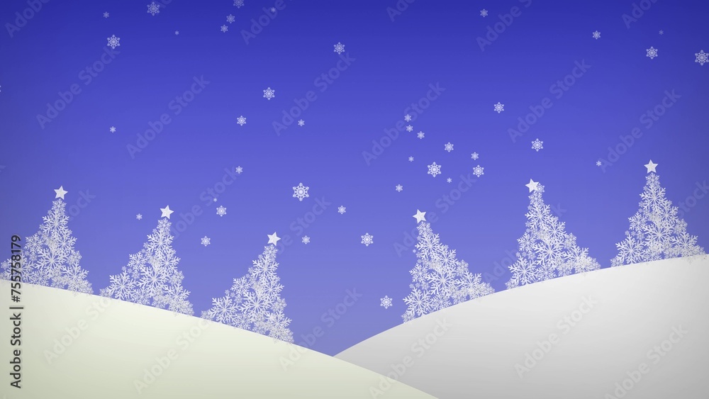 Animated greeting card with Christmas trees. Merry Christmas and Happy New Year concept. 3d illustration