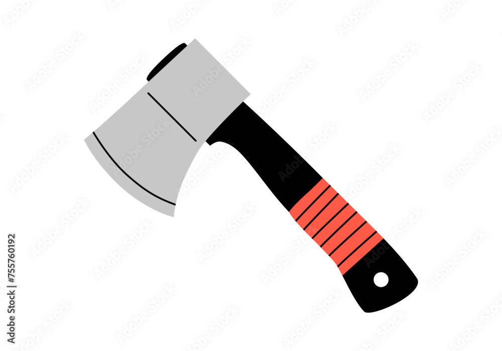 Hand drawn cute cartoon illustration of camping axe. Flat vector outdoor hatchet for chopping wood sticker in colored doodle style. Tourism survival icon. Adventure, hiking. Isolated. Hand drawn cute cartoon illustration of camping axe. Flat vector outdoor hatchet for chopping wood sticker in colored doodle style. Tourism survival icon. Adventure, hiking. Isolated.