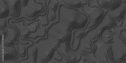 Abstract papercut out background. black color vector background design. Wavy paper curved relief background. Contour map design. Vintage style trending background wallpaper.