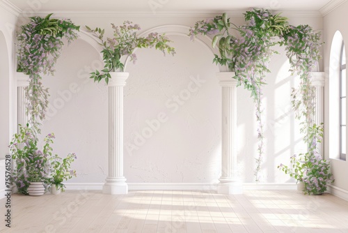 Wedding Photography Backdrop with with Arches and Climbing Plants