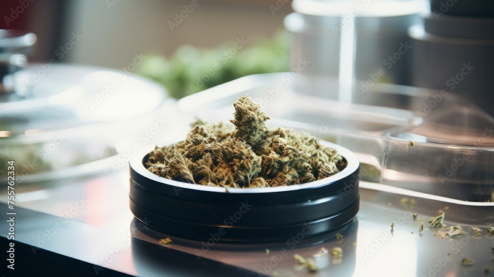 Cannabis bud in a grinder Cannabis bud in a grinder