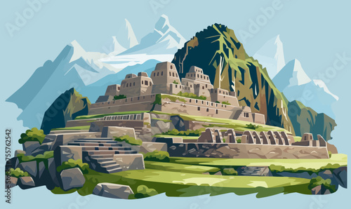 Himalayas vector flat minimalistic isolated vector style illustration