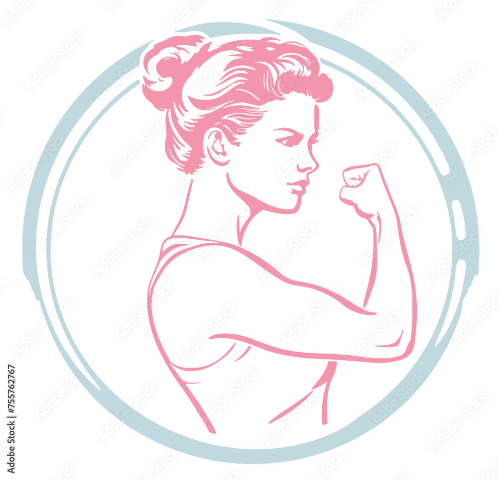 Stylized Strong Female Silhouette in Circle - Empowerment and Feminism Concept Art