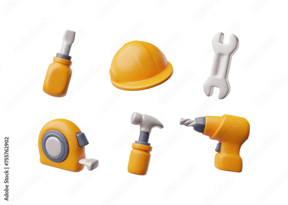 Construction tools icon set, realistic vector illustration on white background. Construction tools icon set, realistic vector illustration on white background.