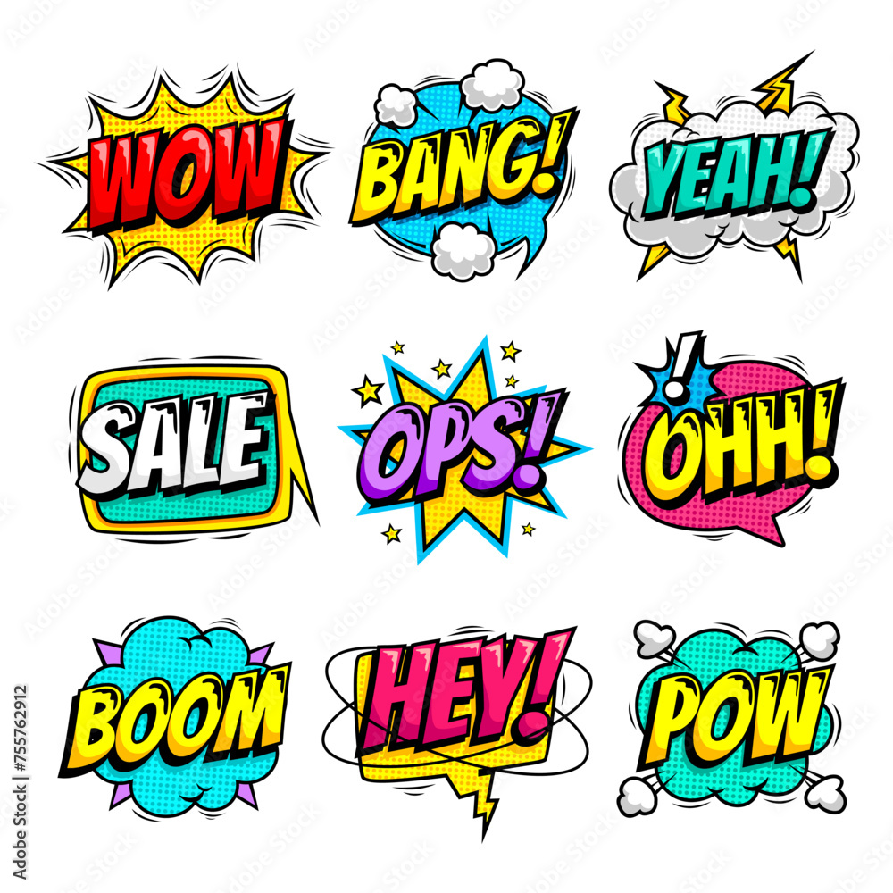 Collection comic speech bubble expression set Collection comic speech bubble expression set