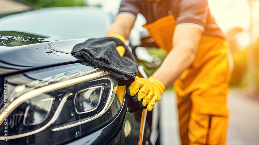 Close-up of a male hands washing car. Suds swirling around expertly maneuvered hands. Close-up of a male hands washing car. Suds swirling around expertly maneuvered hands.