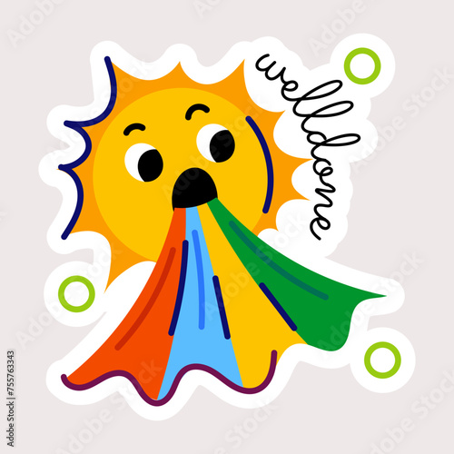 Handy flat sticker of a pleasant day 